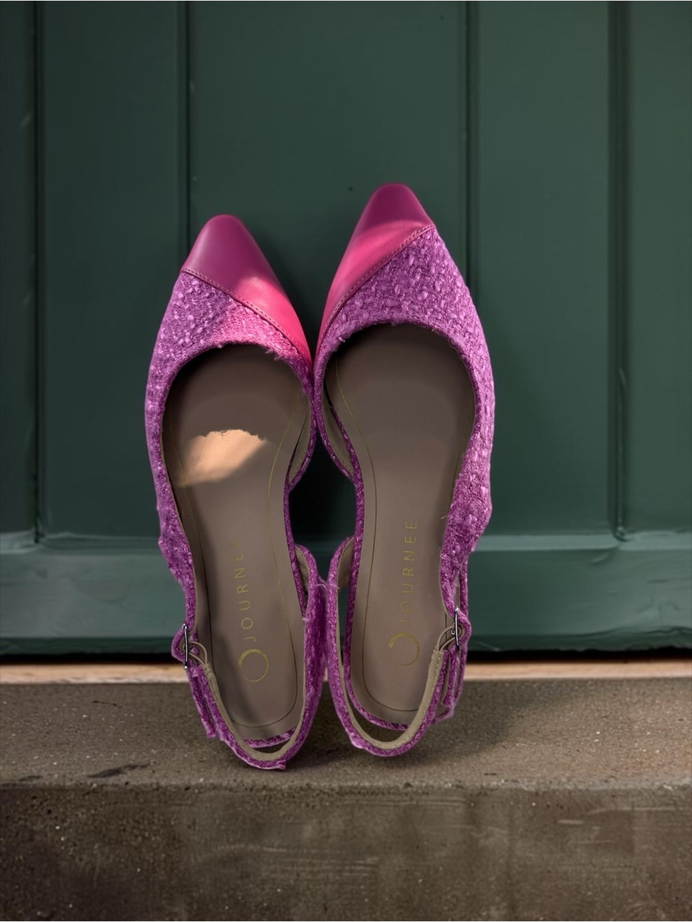 Journee Collection Fuchsia Pointed-Toe Slingback Flats